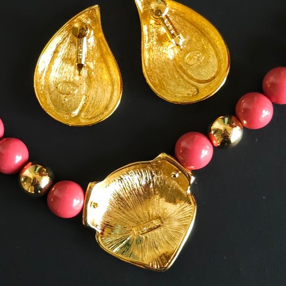 Vintage Napier '80s Beaded and Enameled Necklace & Earring Set - Picture 9 of 9